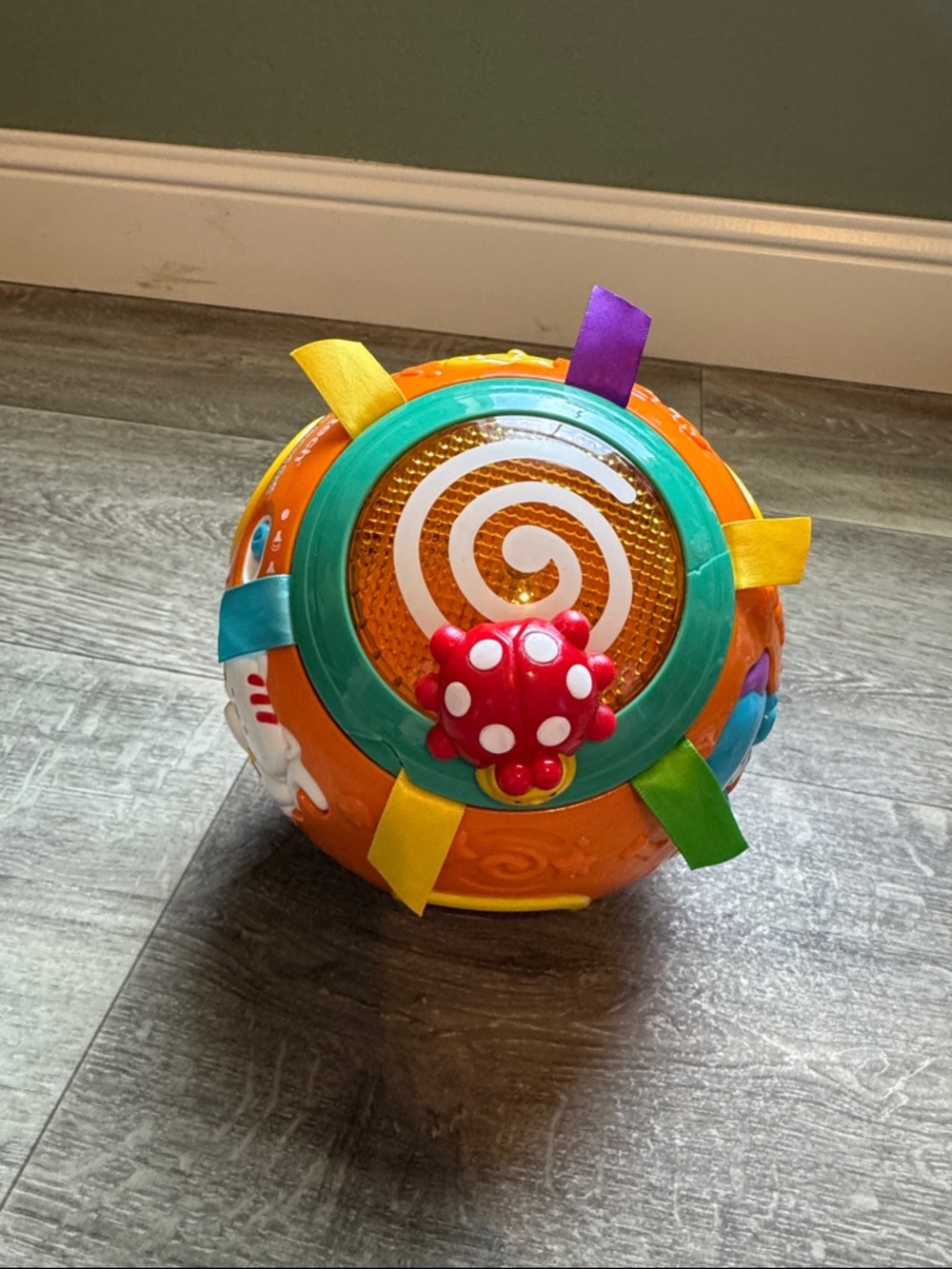 Interactive Orange Sensory Activity Ball for Kids - Colorful Ribbon & Textures